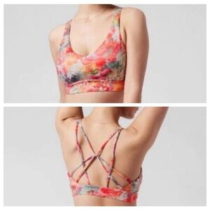 NWOT Athleta | Solace Printed Orange Bra D-DD Sz. Small